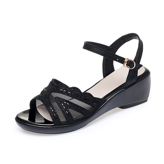 Damen Wedge-Sandaletten mit elegantem Riemendesign und modischem Strassdetail EB