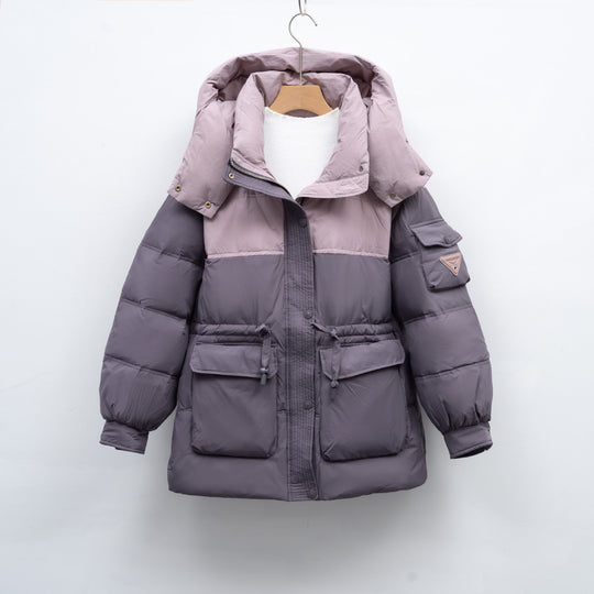 Damen modische Winterjacke mit funktionalen Taschen und großzügiger Kapuze EB