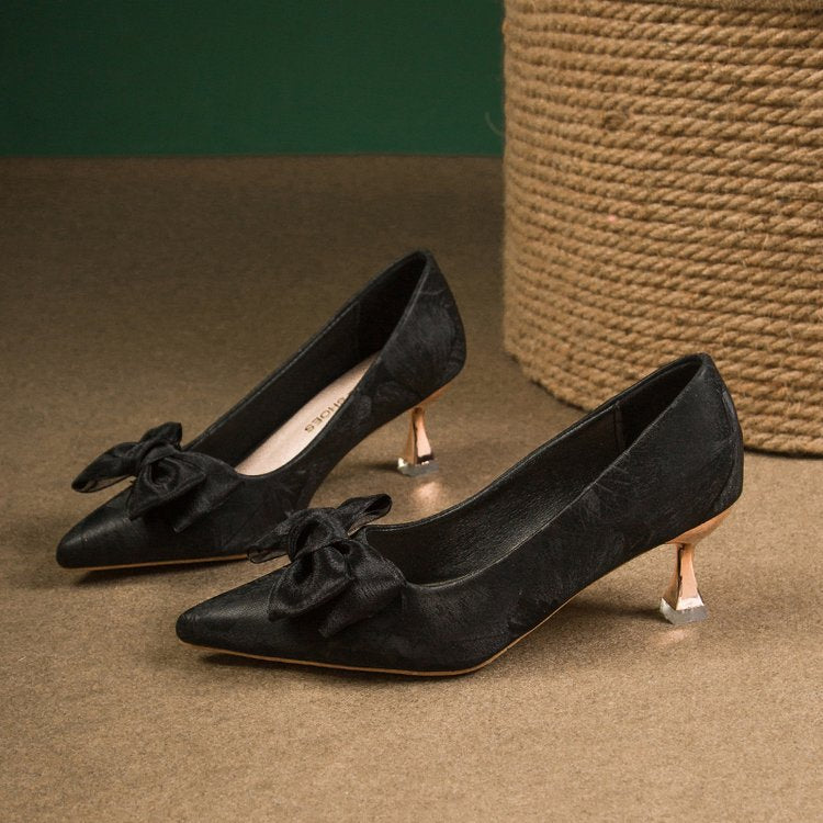 Damen elegante Pumps mit dekorativem Schleifenakzent EB