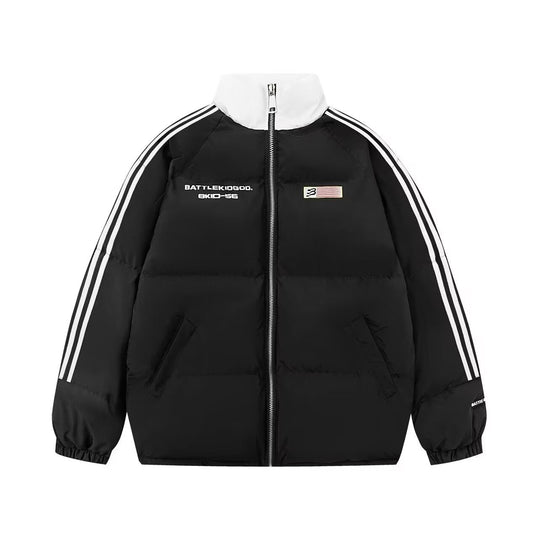 Damen sportliche Oversized Daunenjacke mit Reißverschluss und seitlichen Taschen EB