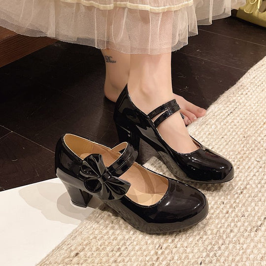 Damen elegante Mary Jane Pumps mit Schleifenakzent EB