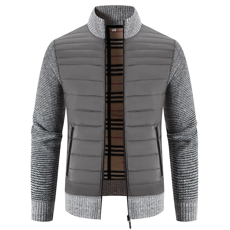 Herren gesteppte Hybridjacke mit Strickärmeln und modernem Stehkragen EB