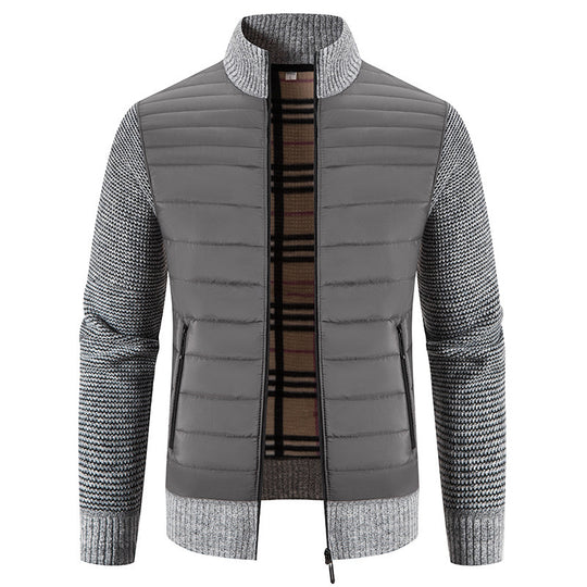 Herren gesteppte Hybridjacke mit Strickärmeln und modernem Stehkragen EB