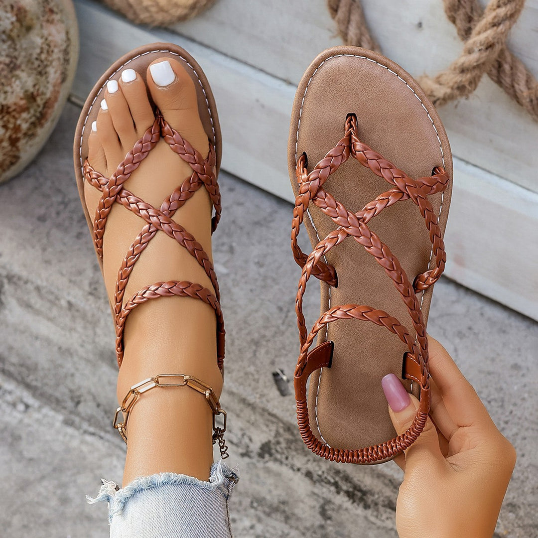 Damen Geflochtene Riemchen-Sandalen mit ergonomischer Fußbettung EB