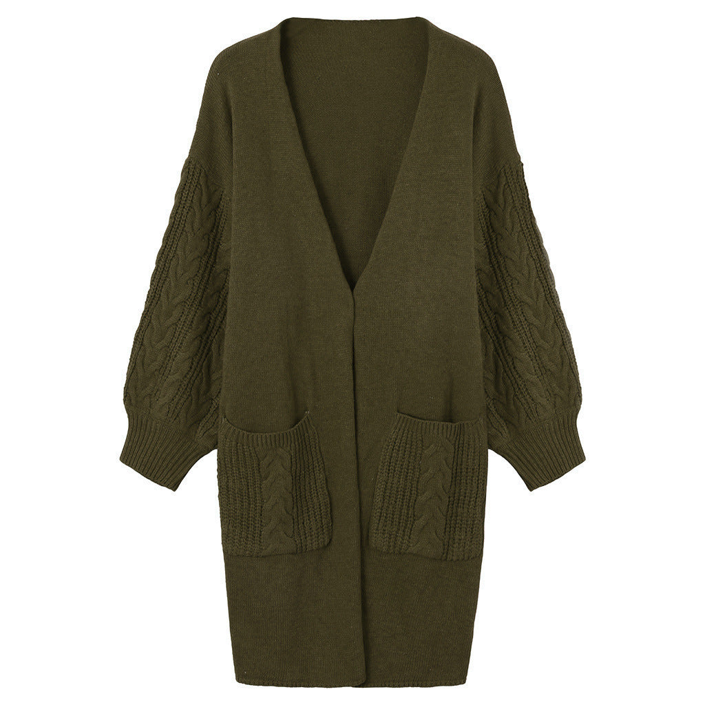 Damen gemütliche Strickjacke mit Taschen EB