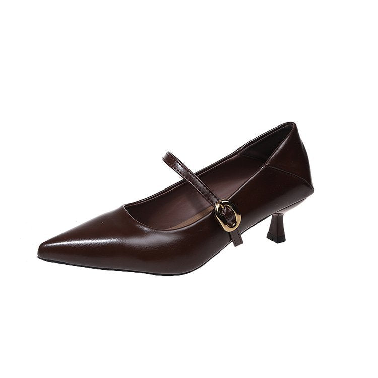 Damen elegante Pumps mit schmaler Schnalle EB