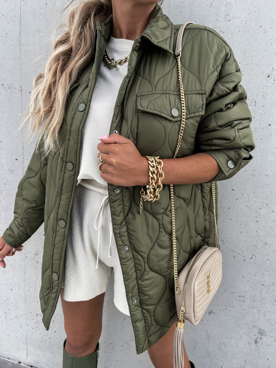 Damen gesteppte Übergangsjacke mit praktischen Taschen EB