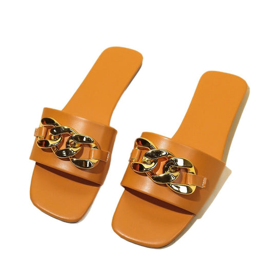 Damen Elegante Sandalen mit modischem Kettenakzent EB