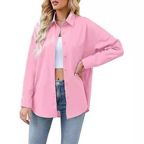 Damen Lockeres Hemd mit geknöpfter Front und Elegantem Schnitt EB