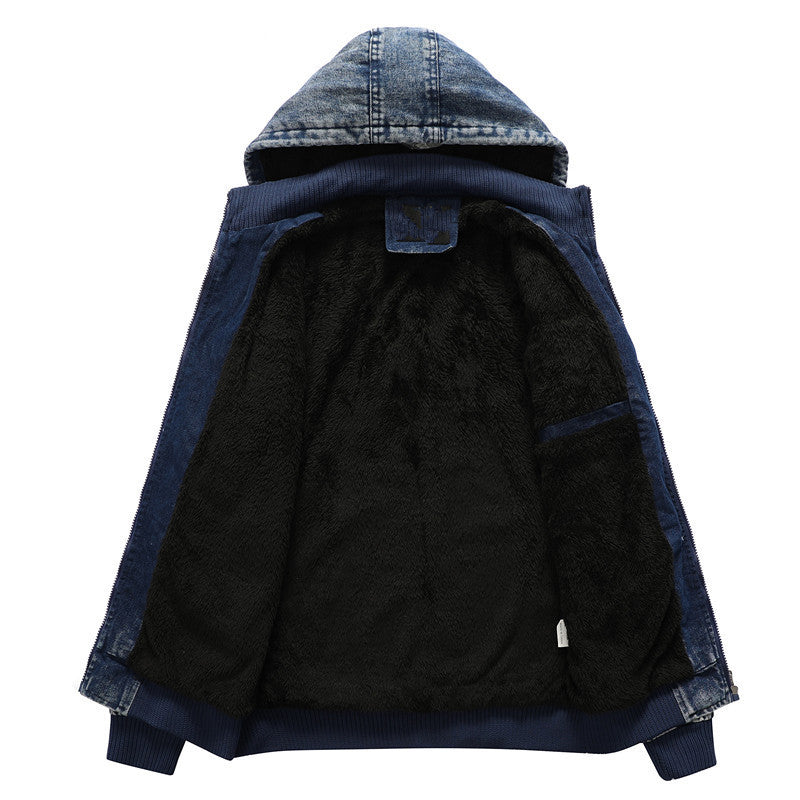 Herren gefütterte Jeansjacke mit Kapuze EB