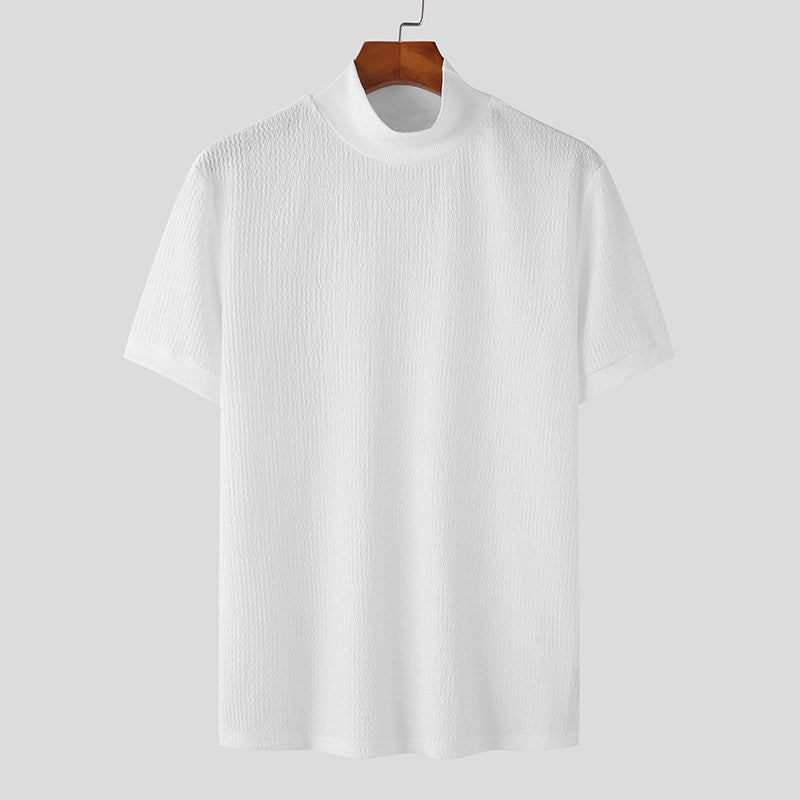 Herren nan Kurzarm Feinstrickshirt mit Stehkragen EB