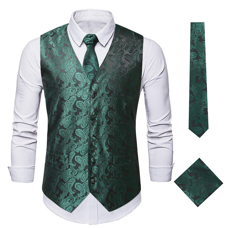Herren elegante Anzugweste mit eleganten Paisley-Muster und passendem Zubehör EB