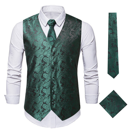 Herren elegante Anzugweste mit eleganten Paisley-Muster und passendem Zubehör EB
