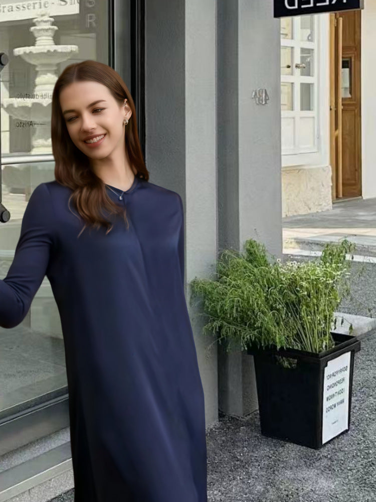 Damen Elegantes Langarm-Maxikleid mit schmeichelndem Schnitt und zeitlosem Design EB