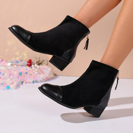 Damen elegante Stiefeletten aus weichem Wildleder mit modischen Akzenten EB