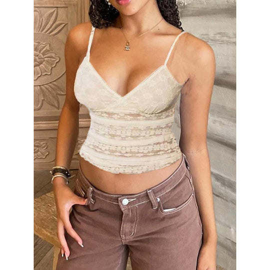 Damen Spitze Spaghetti-Top mit eleganter Passform EB