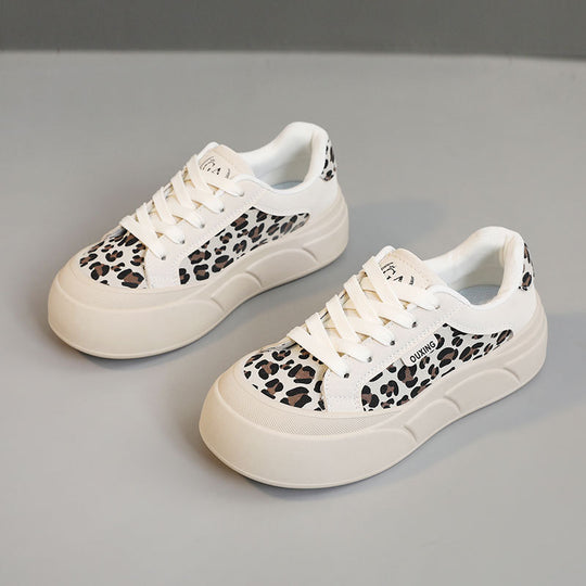 Damen Chunky Sneakers mit Leopardenmuster und bequemer Sohle EB