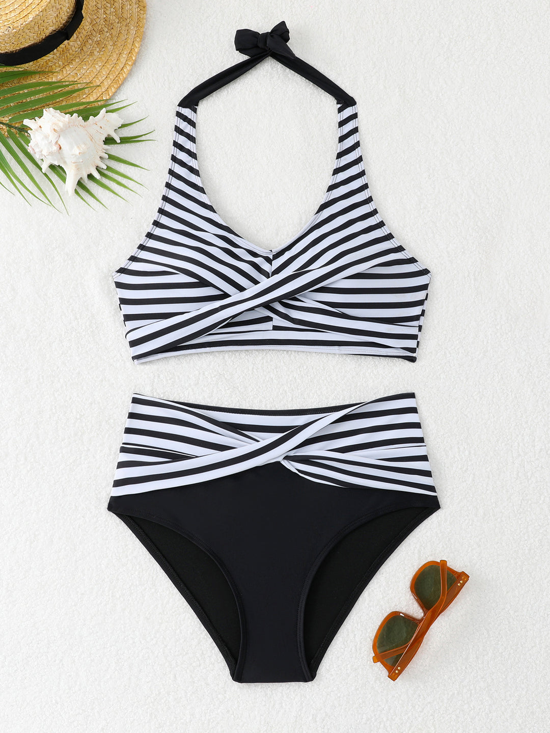 Damen Sportliches Bikini-Set mit hochgeschnittenem Bund EB