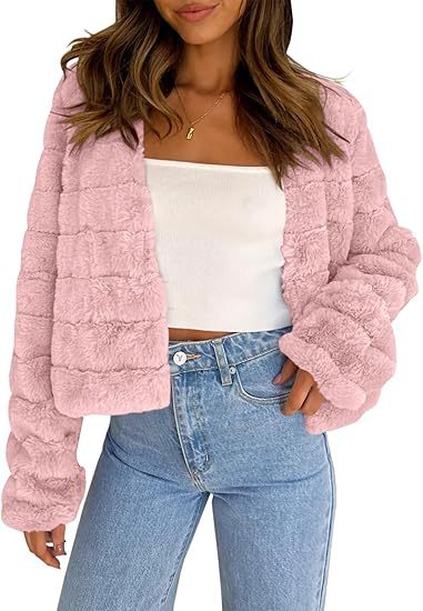Damen Flauschige und modische Kurzjacke EB