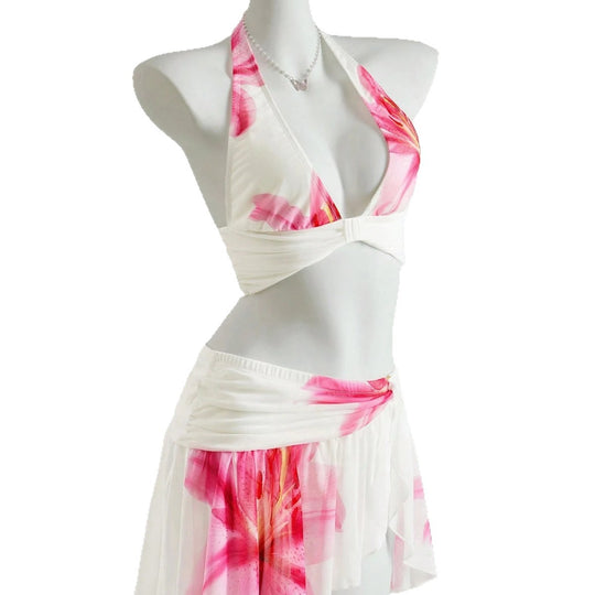 Damen Badeanzug mit floralem Wickelrock EB