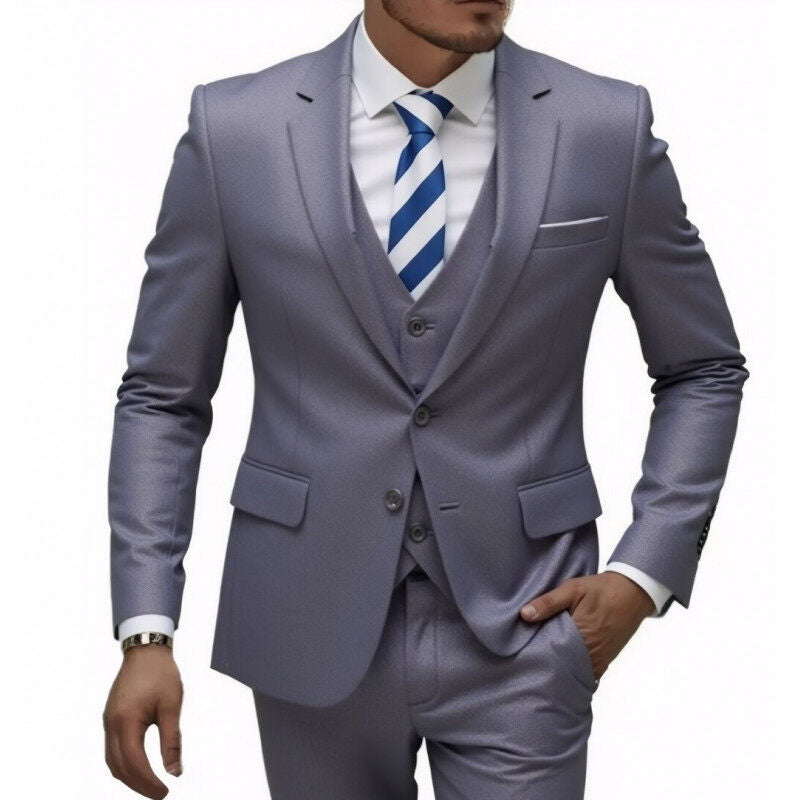 Herren nan dreiteiliges Slim-Fit Anzugset mit Weste, schmalem Revers und taillierter Silhouette EB