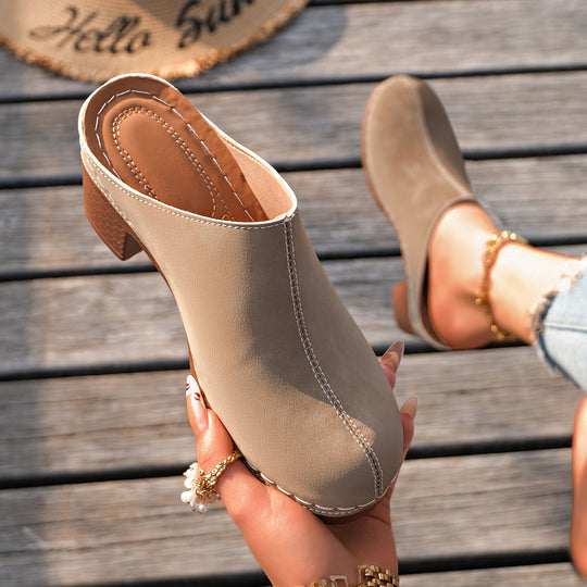 Damen Casual Clogs mit komfortablem Absatz und edlem Wildleder EB