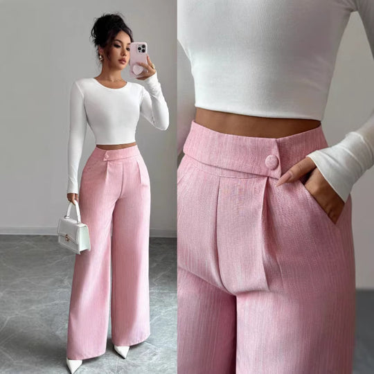 Damen Hoch taillierte, elegante und weiche Hose EB