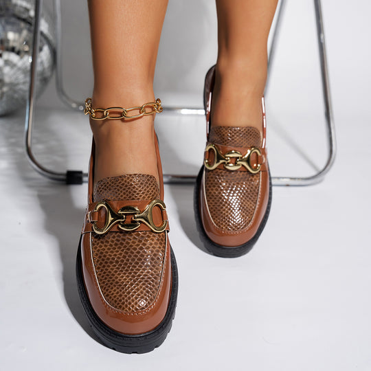 Damen Modische Loafers im Biker-Stil EB