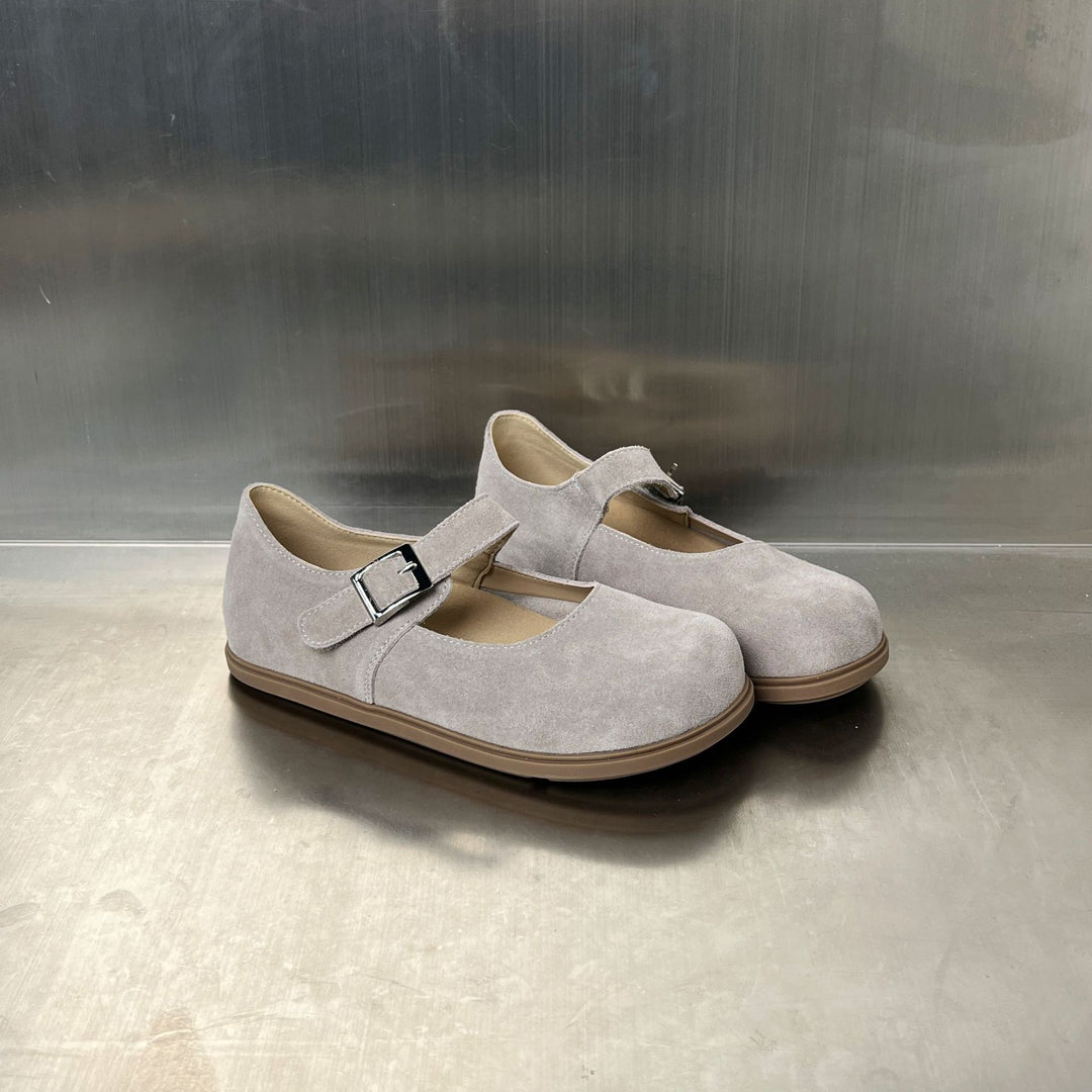 Damen Komfortable Halbschuhe mit verstellbarem Riemen und weichem Wildleder EB