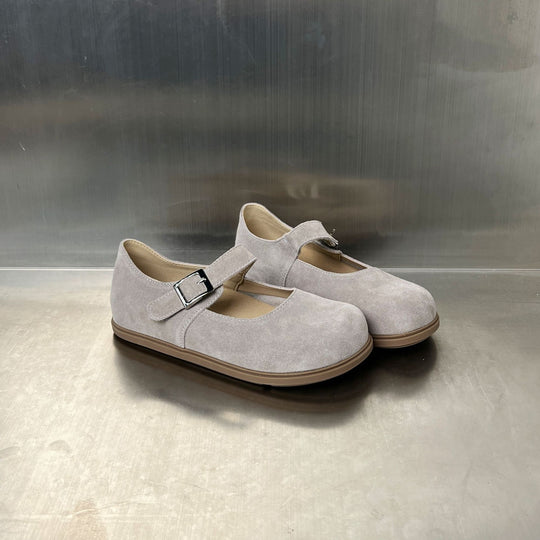 Damen Komfortable Halbschuhe mit verstellbarem Riemen und weichem Wildleder EB