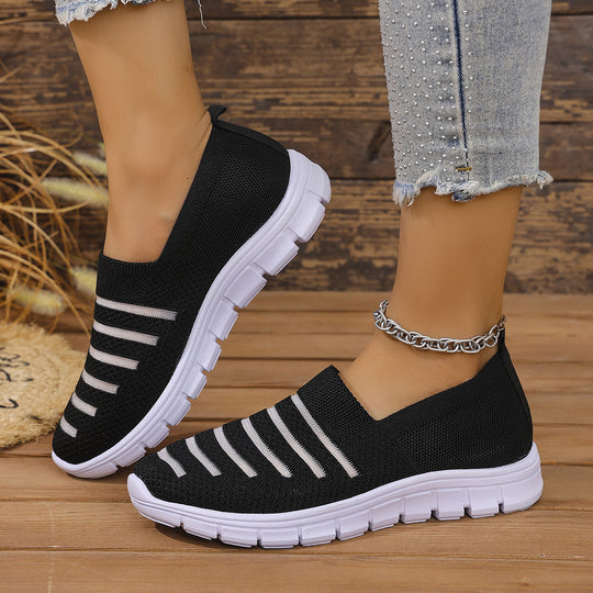 Damen Atmungsaktive Slip-On Sneakers mit elastischem Riemendesign EB