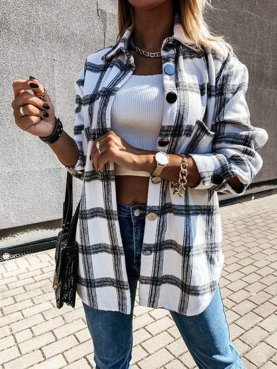 Damen Karierte Overshirtjacke EB