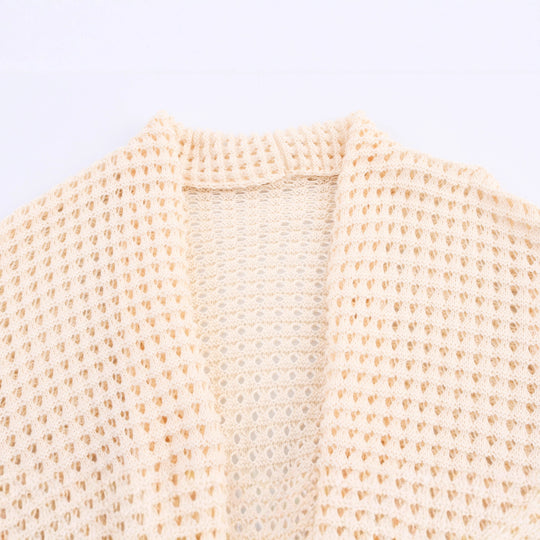Damen Strickcardigan mit asymmetrischem Design und elegantem Taillengürtel EB