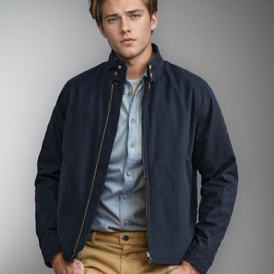 Herren moderne Bomberjacke mit innovativem Stehkragen EB