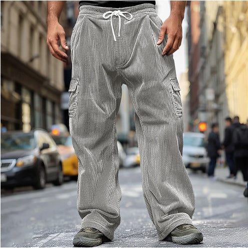 Herren nan Cord-Optik Cargo-Jogger mit Tunnelzug, elastischem Bund und aufgesetzten Klapptaschen EB