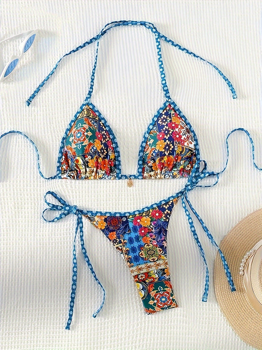 Damen Triangel-Bikini-Set mit floralem Muster EB