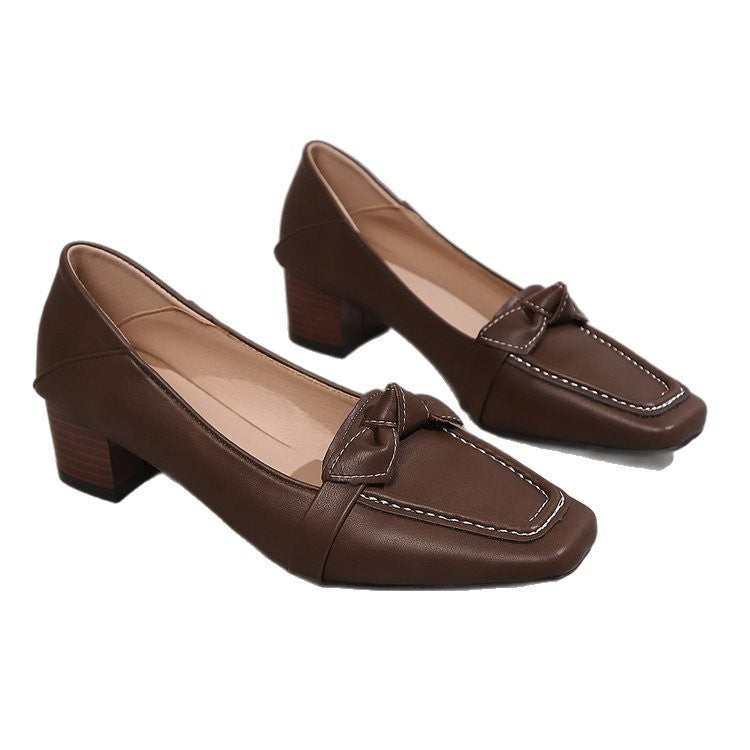 Damen Pumps mit dekorativem Knoten und bequemem Blockabsatz EB