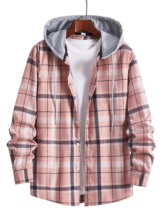 Herren Overshirt mit Kapuze im modernen Karo-Design EB