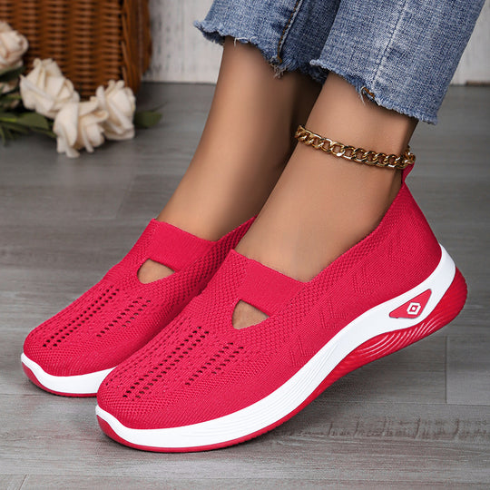 Damen nan leichte atmungsaktive Strickslipper mit Memoryschaum und rutschfester Laufsohle EB