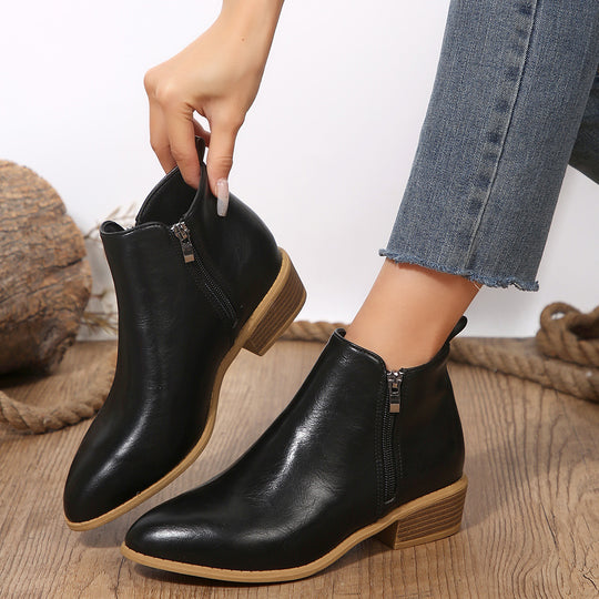 Damen modische Ankle Boots mit seitlichem Reißverschluss EB