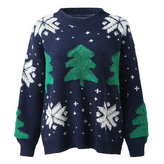 Damen Pullover mit festlichem Weihnachtsmotiv und kuscheliger Struktur EB