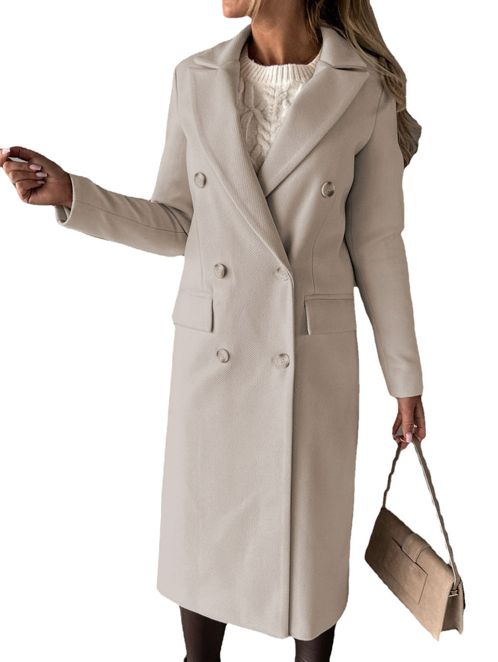 Damen Eleganter und zeitloser Trenchcoat mit doppelter Knopfleiste und praktischen Taschen EB