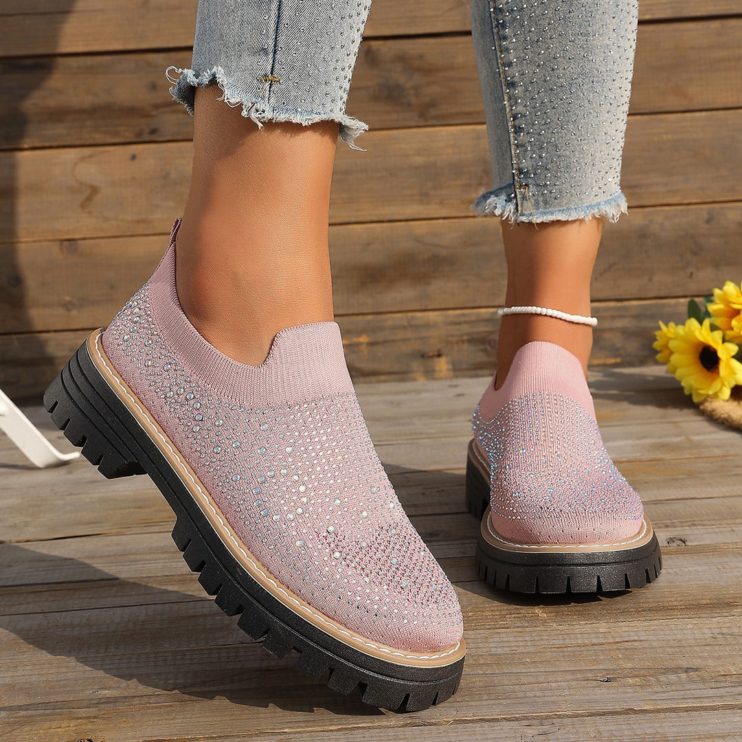 Damen Glitzernde Slip-On Sneakers mit verstärkter Sohle EB
