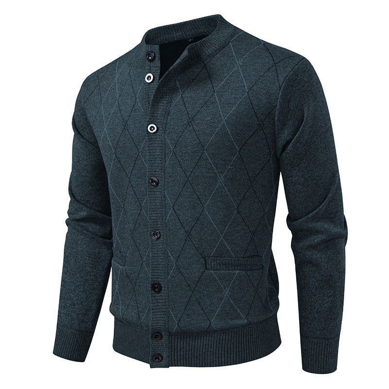 Herren Strickjacke mit modernen Rautenmustern und praktischen Taschen EB