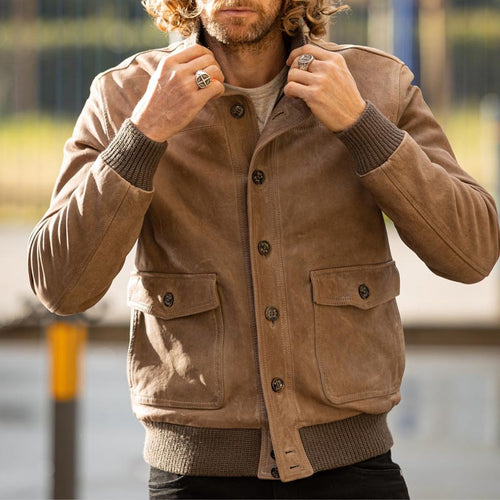 Herren elegante Wildlederjacke mit modernen Details EB