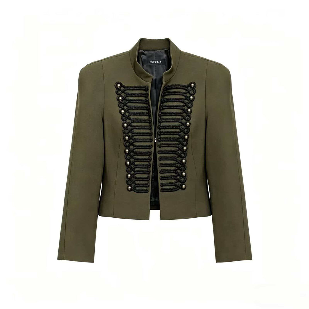Damen nan militärisch inspirierte Kurzjacke mit Stehkragen und Zierkordeln EB