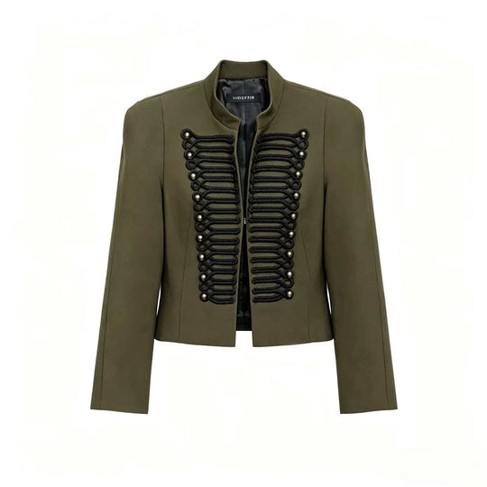 Damen nan militärisch inspirierte Kurzjacke mit Stehkragen und Zierkordeln EB