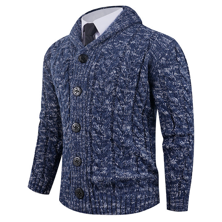 Herren Strickjacke mit Zopfmuster und schickem Schalkragen EB