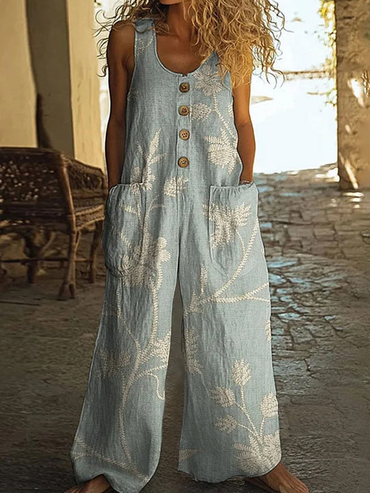 Damen Künstlerische Blumenmuster Latzhose EB