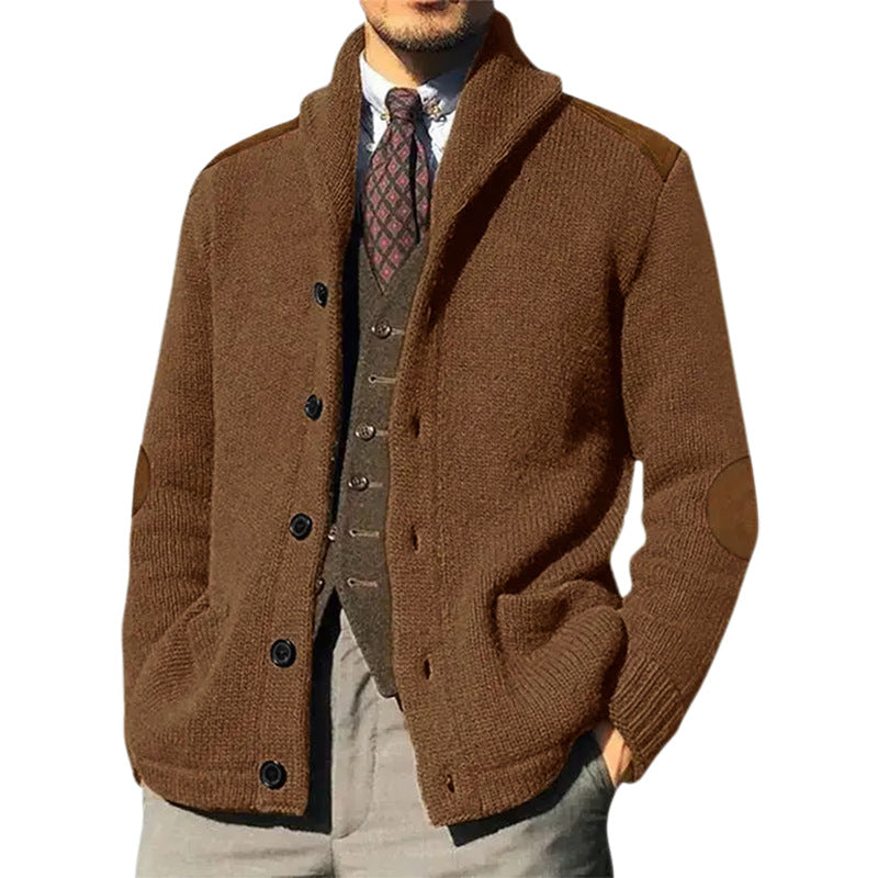 Herren Strickjacke mit klassischem Schalkragen und eleganten details EB